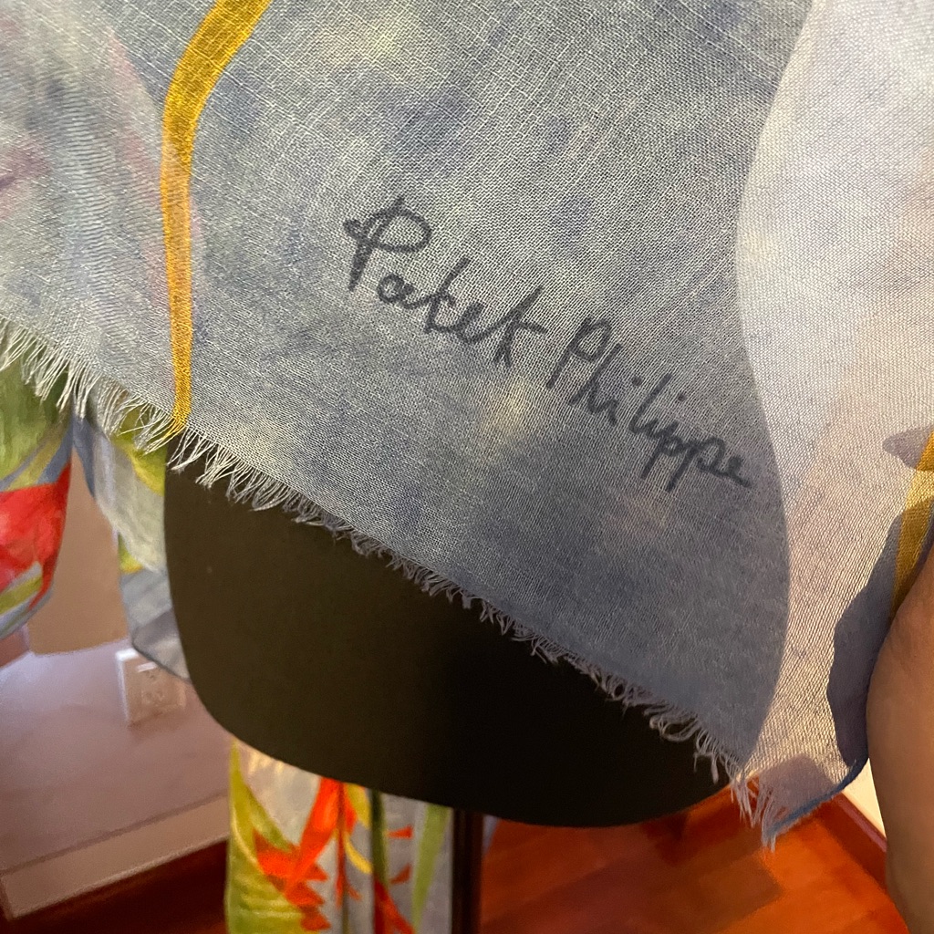 Patek Philippe Light Blue Scarf With Multicolor Design